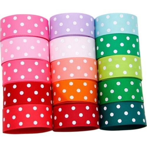 David accessories 22mm Printed Dot Grosgrain Ribbon Fabric DIY Wrapping/Party/Hair Bow Decoration Art Sewing Material/,50Yc8608