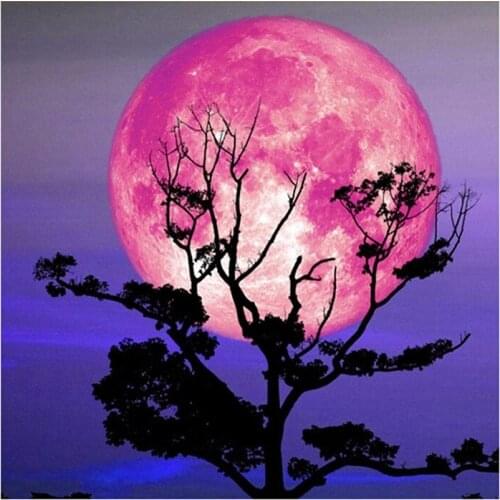 DIY 5D Diamond Painting Kits Full Drill Wall Hanging Diamond Painting Set for Moon and Tree