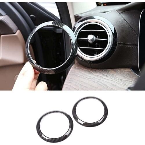 For Mercedes BENZ E Class 2016 2017 2018 Car Dashboard Side Air Vent Trim Ring Carbon Fiber Style Car Sticker Styling