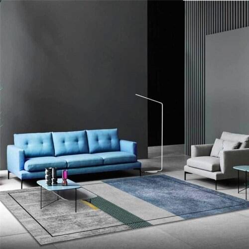 Modern Fashion Light Luxury Rug Blue-Gray Pink Mosaic Carpet Living Room Bedroom Bed Blanket Bathroom Kitchen Floor Mat