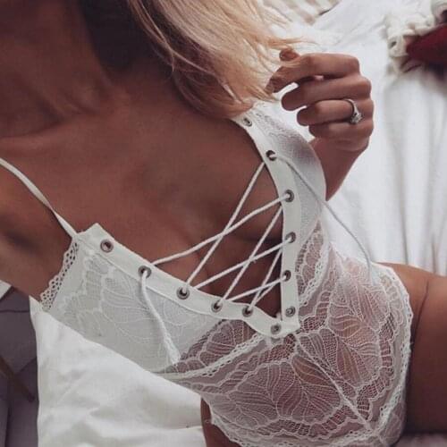 Lace Body Femme Bodysuit Women Sexy Backless Jumpsuit Sheer Teddy Straps Body Suits mujer Overalls For Women