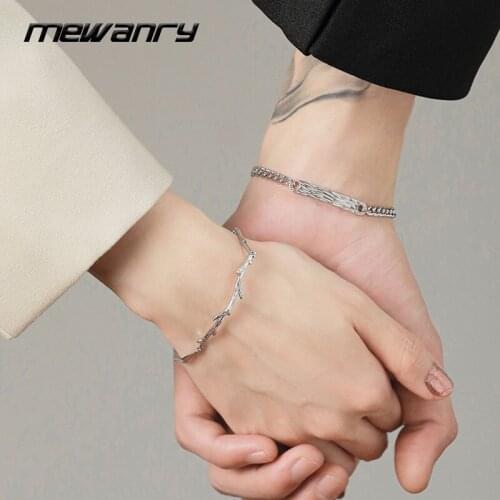 Mewanry 925 Sterling Silver Couples Bracelets 2021 Trend Sweet Party Jewelry Creative Lover Gifts Vine Square Card Accessories