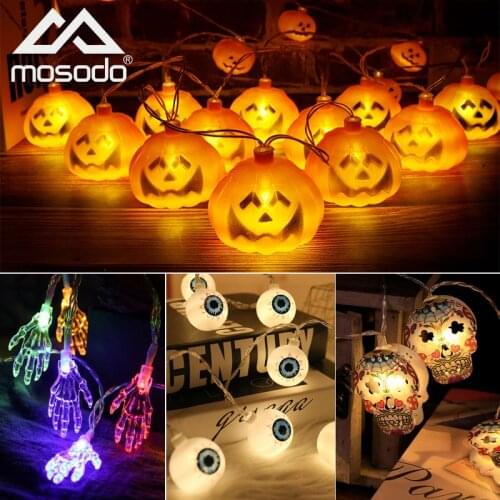 Mosodo Halloween Led Lights String Twinkle Party Festoon Light Decoration Skull Pumpkin Bat Outdoor Lights Garland Street