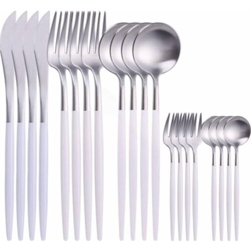Dinnerware Set Stainless Steel Luxury Flatware Tableware Sets Kitchen Cutlery Set Knifes Forks Spoons Matte Dinner Silverware