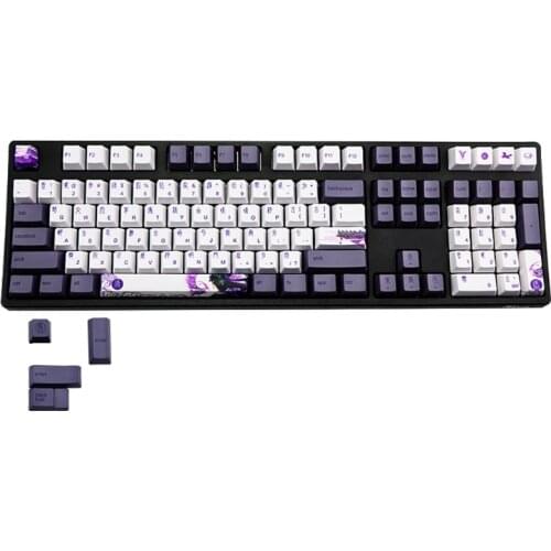 2021 New 113 Keys Purple Datang Keycap PBT Sublimation Keycaps OEM Profile Mechanical Keyboard Keycap Chinese Style GK61 GK64