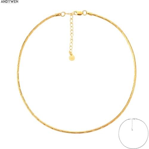 ANDYWEN 925 Sterling Silver Gold Thick Chain Choker Necklace New 2020 Rock Punk Luxury Fashion Twist Women Fashion Fine Jewelry