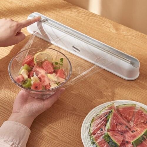 Cling Film Cutter Suction Cup Food Wrap Dispenser Cutter Kitchen Tool Foil Cling Film Wrap Dispenser Plastic Sharp Cutter Tools