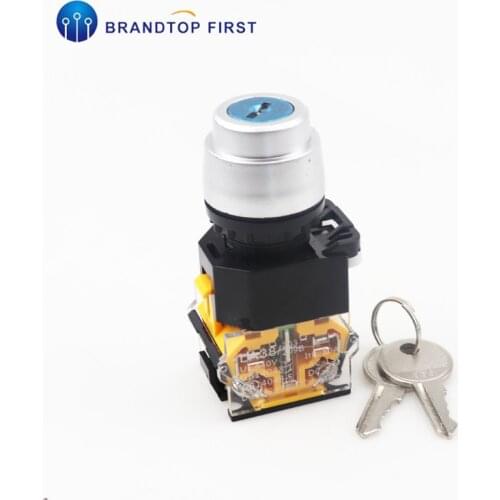 22mm LA38 2/3 Position with Key Knob Switch Self-locking/Self-reset Select Button Switch 10A/440V Rotary Switch