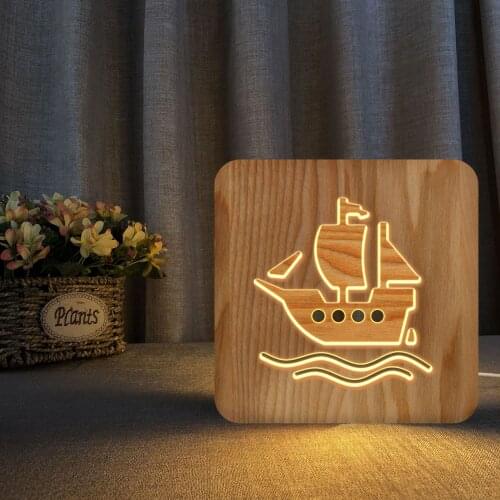 Bedroom Bedside Lamp Sailboat Wooden Headlights Solid Wood Products Gifts lamparas de mesa para el dormitorio