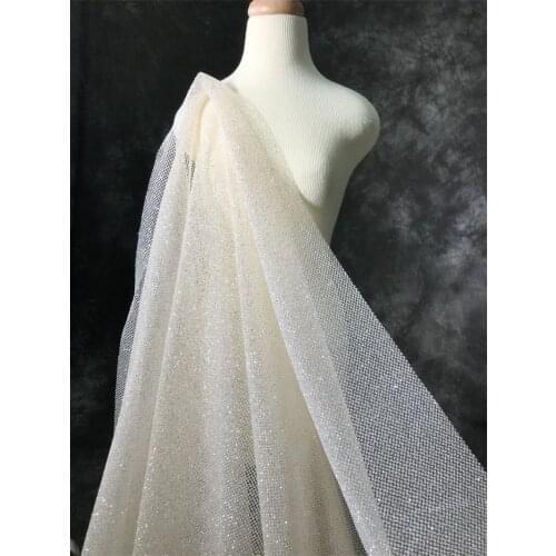 Silver Glitter Hot Powder Mesh Lace Fabirc High Quality Champagne Gold Evening Dress Background Decoration