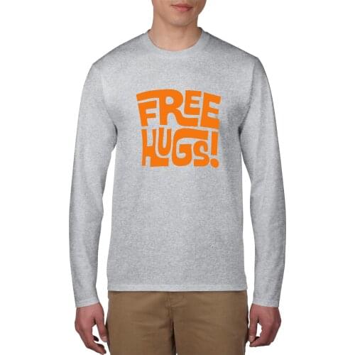 TARCHIA 2021 New Arrived Free Hugs Fashion Oversized Boy Long Sleeve Male Tshirt Men T-Shirt 100% Cotton Plus Size Homme 0807002