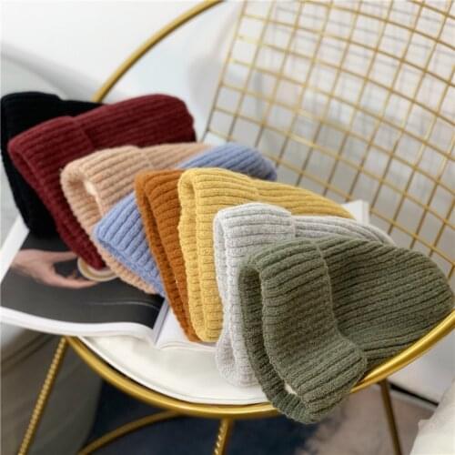 Knitted Women Hat Beanie Soft Wool Winter Warm Hats Solid Color Skullies Beanies Girls Ladies Casual Cap Hat