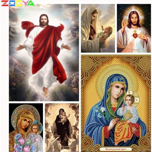 Zooya Madonna 5D Diy Diamond Mosaic Embroidery Icons Religion Jesus Diamond Painting Pattern Crystal Glass Home Decoration Gift