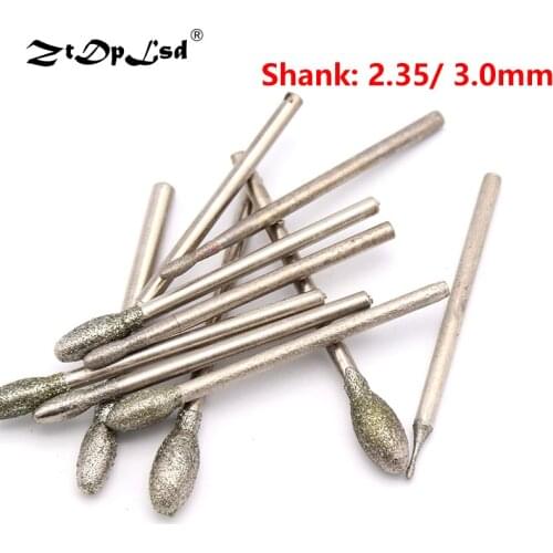 1Pcs 2.35/3MM Shank Egg Shape Diamond Polishing Grinding Head Mounted Points Bit G Needle For Jade Dremel Rotary Tools