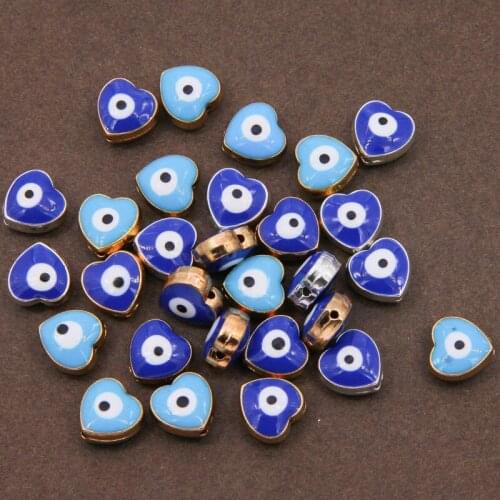 10pcs 9mm blue round gasket beads, evil eye beads, striped metal alloy gasket beads, used for jewelry making DIY bracelet neckla