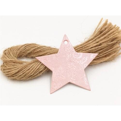 200Pcs Five-pointed Star Blank Tags + 200pcs Hemp Rope, Handmade Gift Hang Tags Wedding Party Decor Supplies