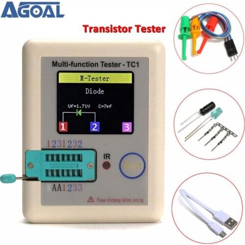 2019 T1 New Transistor Tester TFT Diode Triode Capacitance Meter LCR ESR meter NPN PNP MOSFET IR Multifunction tester multimeter