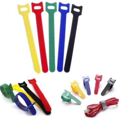 50pcs/Pack Self-adhesive Fixed Velcro Tape Solid Color Nylon Velcro Cable Tie Wire And Battery Rod Ring Belt Strap Fastener Tape