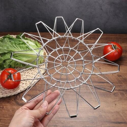 6 Shapes Change Retractable Folding Sundries Storage Basket Stainless Steel Handcraft Fruit Basket Metal Household Storage Tools