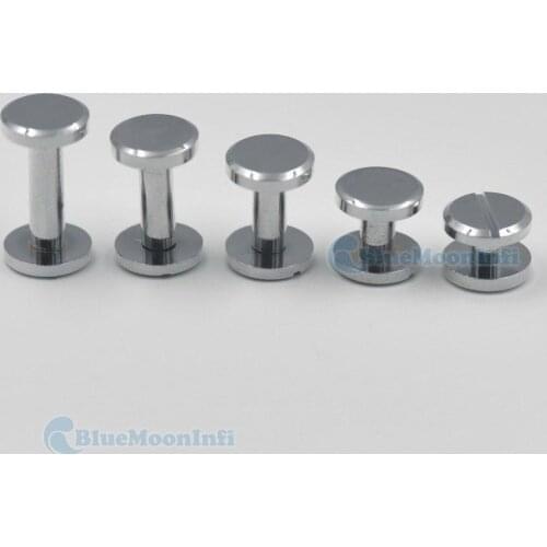 8/25/50 Sets / Lot Flat Head Button Stud Nail Solid Screw Nickel Chicago Screwback Leather Belt Shaft Length