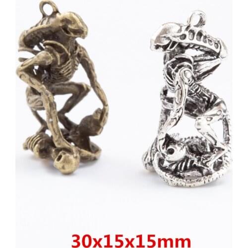 8 pieces of retro metal zinc alloy Skull pendant for DIY handmade jewelry necklace making 7166
