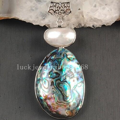 Free Shipping Women Fashion Jewelry 31x85mm Beatiful New Zealand Ablone Shell Art Pendant Bead 1pcs C3630