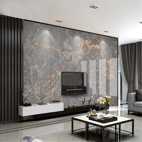 Milofi large wallpaper mural high-end gold line stone marble background wall microcrystalline stone
