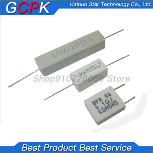 10pcs 5W 10W BPR56 Cement resistance 0.1 ~ 10k ohm 0.33R 1R 10R 100R 0.22 0.33 1 10 100 1K 10K ohm Cement resistor igmopnrq