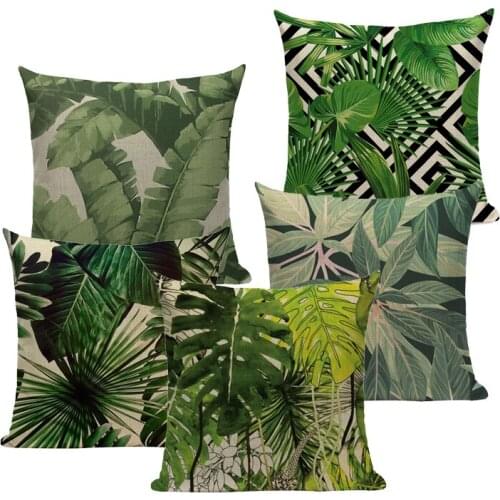 Tropical Decoration Pillow Cover Green 45x45cm Outdoor Cushions Dropshipping Throw Pillows Plant Cushions Decorative Custom