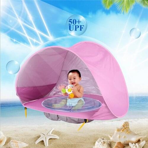 Kids Baby Outdoors Beach Tent Camping Summer Polyester Waterproof Children Tent With Small Pool UV-Protecting Baby Beach Tent