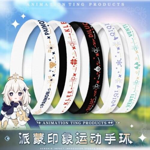 Genshin Impact Paimon Theme Qiqi Venti Silica Gel Bracelet Men Women Student Silicone Night Lights Wristband Hand Chain Gifts