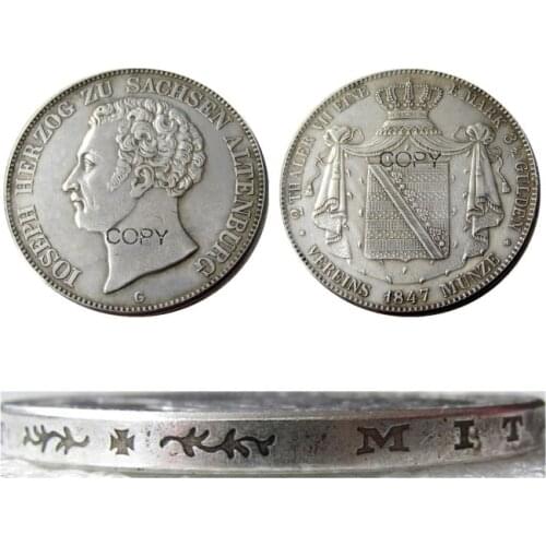 GERMAN STATES. Saxe-Altenburg. Joseph. 1847 G AR 2 Thaler Silver Plated Copy Coin