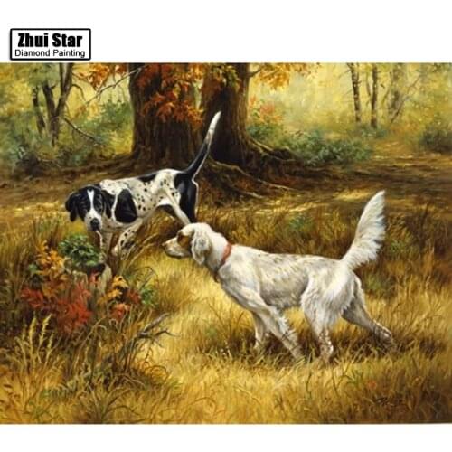 Full Drill Square Diamond 5D DIY Diamond Painting"dog in the forest"Diamond Embroidery Cross Stitch Rhinestone Mosaic Painting