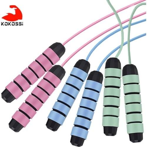 KoKossi Bearing Skipping Rope Portable Fitness Equipment Training Workout Durable Anti-slip Handle PVC Wire Jump Rope Exercise