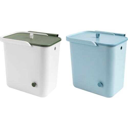 Kitchen Hanging Trash Can with Lid Sealed for Car Cupboard Bedroom Office Camping Indoor Compost Bucket