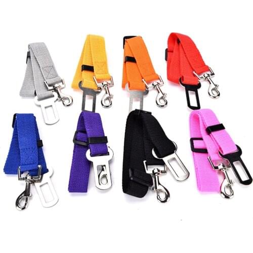 Hot Adjustable Pet Cat Dog Car Safety Belt Collars Pet Restraint Lead Leash Travel Clip Car Safety Harness For Most Vehicle