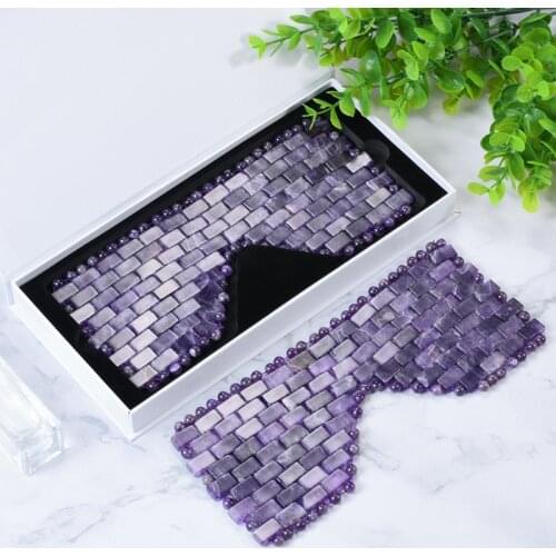 Rose Quartz Jade Eye Mask With Box Eye Massager Natural Stone Sleep Mask Cold Therapy Facial SPA Anti Aging Puffiness Blindfold