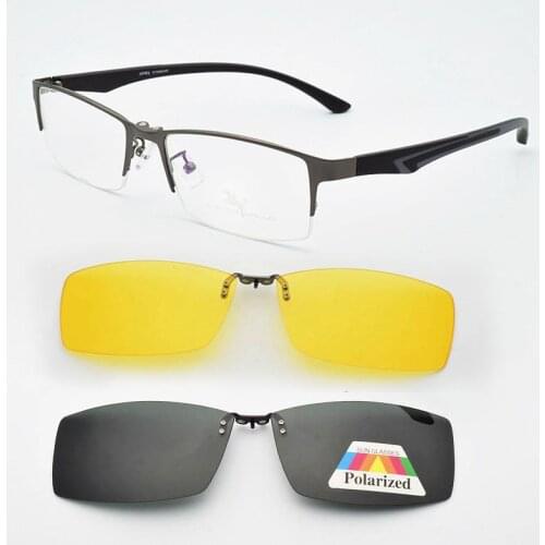 Spectacle Frame and Half Box Male Myopia Prescription Lens With A Magnet Clip Polarized Sunglasses Lens Sunglasses Soft legs