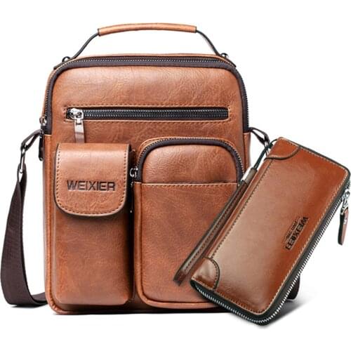 2020 Men Shoulder Bag for 10.5 iPad PU Leather Handbag for Man Large Capacity Male Crossbody Bags Business Man Messenger Bag