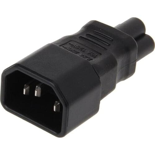 N0HC IEC 320 C14 3-Pin Male To C5 3-Pin Female Straight Power Plug Converter Adapter