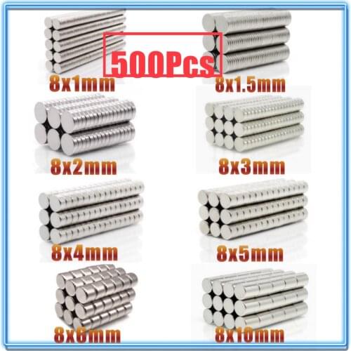 500Pcs N35 Round Magnet 8x1 8x1.5 8x2 8x3 8x4 8x5 8x6 8x10 mm Neodymium Magnet Permanent NdFeB Super Strong Powerful Magnets