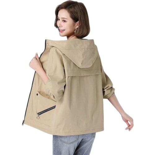 New Autumn Women’s Jacket Long Sleeve Double layer Windbreaker Female Hooded Pocket Zipper Jacket Femme Outerwear Large Size
