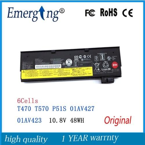 10.8V 48Wh New Original Laptop Battery for lenovo ThinkPad T470 T570 P51S 01AV427 01AV426