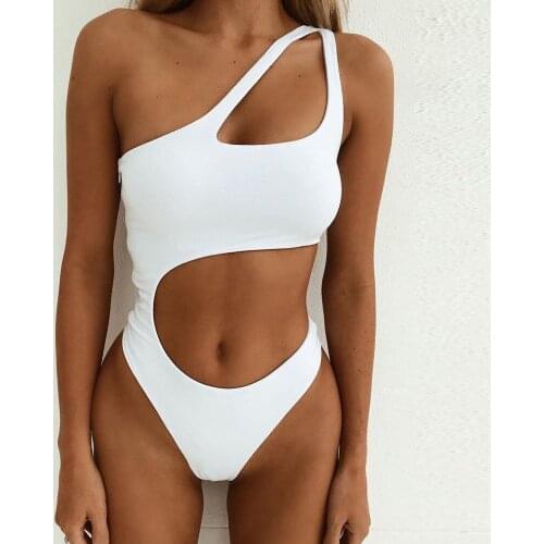 Solid Bandage One Piece Swimsuit Women Cut Out Monokini Swimwear Sexy Hollow Out Bathing Suit Padded Bra Beach Bikini Купальник