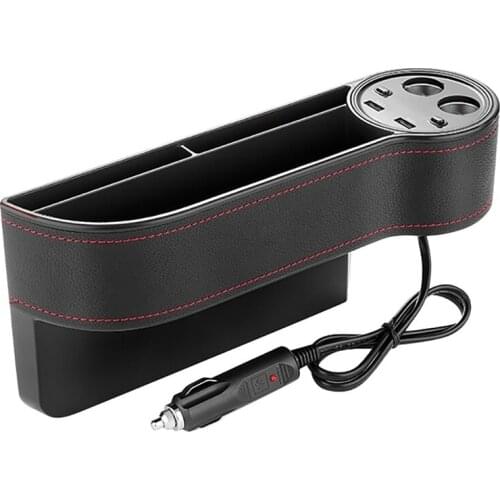 Car Seat Space Organizer Multifunctional Front Seat Car Seat Space Filler with 2 USB Chargers with LED Digital Display