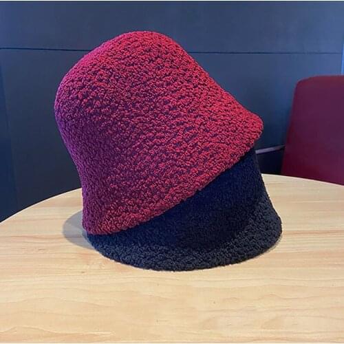 Autumn Winter Knitted Solid Bucket Hat Women Dome Casual All Match Black White 7 Colors Fisher Caps Fashion Warm Hats Adjustable