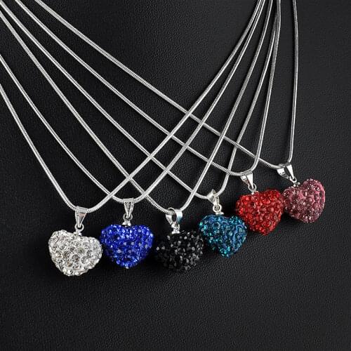 Necklace Heart Pendant Chain Crystal Fashion Rhinestone Jewelry Jewelry Snake chain Heart Pendant Necklaces
