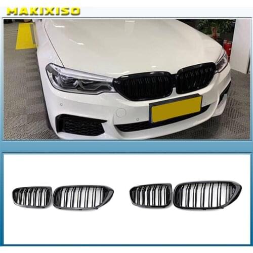 Front Racing Kidney Grille for Bmw New 5 Series G30 G38 525I 530I 540I 550I 17-20 M-Performance Bumper 2 Slat Grill Replacemt