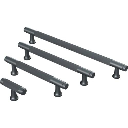 Gray Aluminum Textured Furniture Cabinet Handles Kitchen Bedroom Furniture Handle Drawer Cupboard Dresser Knob Door Pulls