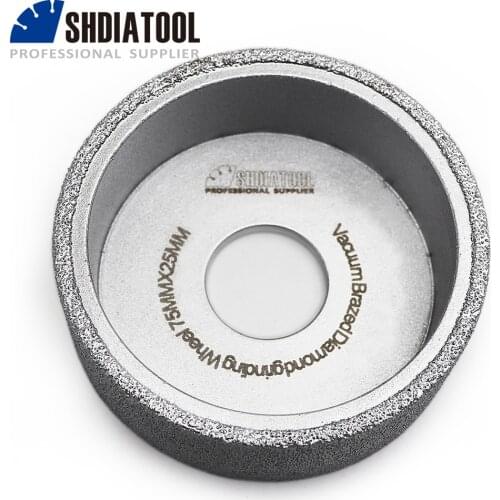 SHDIATOOL 75mmx25MM Vacuum Brazed Diamond grinding wheel Flat type grinding disc for marble, granite , quartz artificial stone